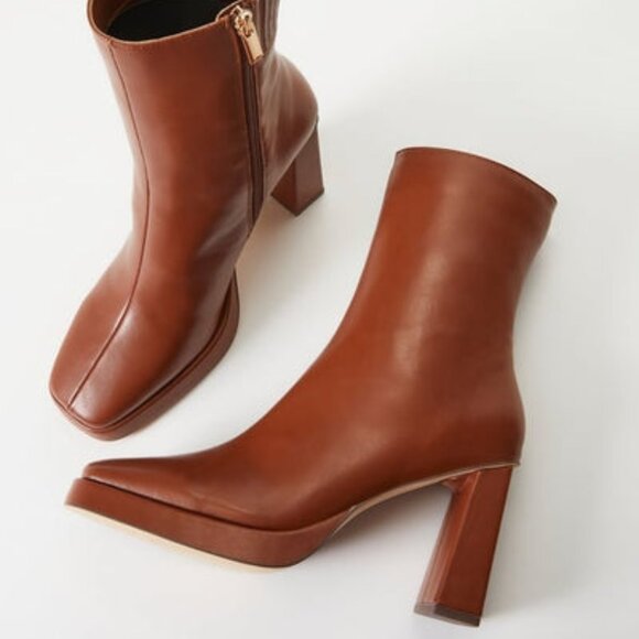 JUSTFAB BOOTIE FAUX LEATHER 3.5" BLOCK HEEL INNER ZIP 8.25"SHAFT TRUE TO SIZE - Picture 6 of 8